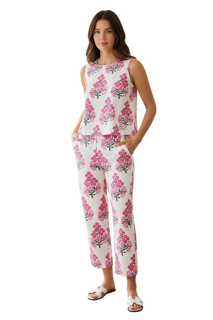 Sail to Sable Jacqueline Sleeveless Party Set in Hibiscus Block Print Size XS
